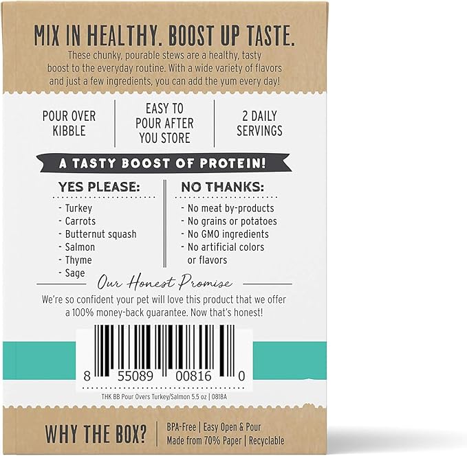 Variety Pack (6) Honest Kitchen Bone Broth Pour Overs Wet Dog Food Topper (2) Beef Stew (2) Turkey & Salmon Stew (2) Chicken Stew (5.5 oz Each) with AuroraPet Wipes