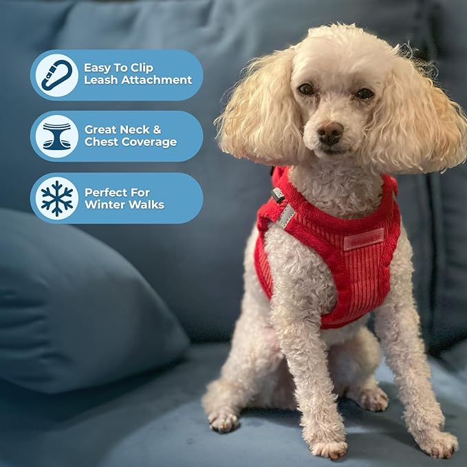 Voyager Step-In Plush Dog Harness – Soft Plush, Step In Vest Harness for Small and Medium Dogs by Best Pet Supplies - Harness (Red Corduroy), XL (Chest: 20.5 - 23")