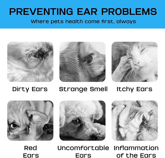 Ear Cleaner Wipes, Dogs & Cats Grooming Kit, Safe and Non-Irritating, Mint Extract, Gently Remove Ear Wax, Deodorizes, 150 Count (Ear Finger Wipes (100 Count))