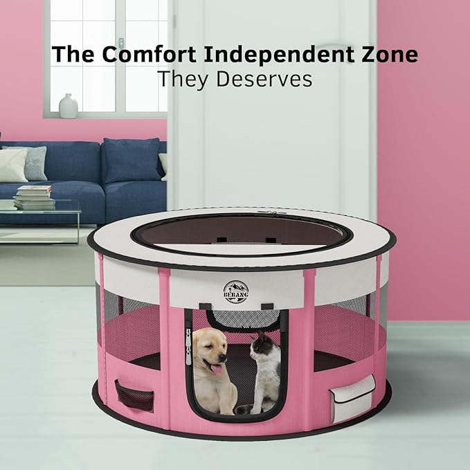 Playpen for Dogs, 44"*44"*24" Large Foldable Pet Play Pens Indoor Outdoor Exercise Pen with Carrying Case Food Bowl for Cat Puppy Rabbit