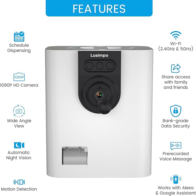 Pet Camera with Treat Dispenser, WiFi Smart Dog/Cat Camera, Free App, Tossing for Dogs/Cats, 1080P Camera, Live Video, Auto Night Vision, 2-Way Audio, No Monthly Fee
