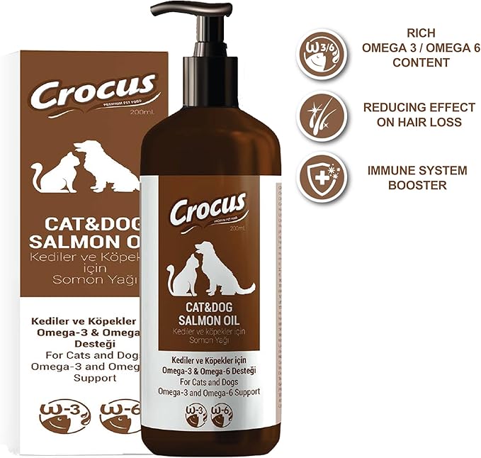 Norwegian Salmon Oil for Dogs & Cats Relieves Scratching & Joint Pain, Improves Skin, Coat, Immune & Heart Health. All Natural Omega 3 & Omega 6 Liquid Food Supplement for Pets. EPA + DHA Fatty Acids