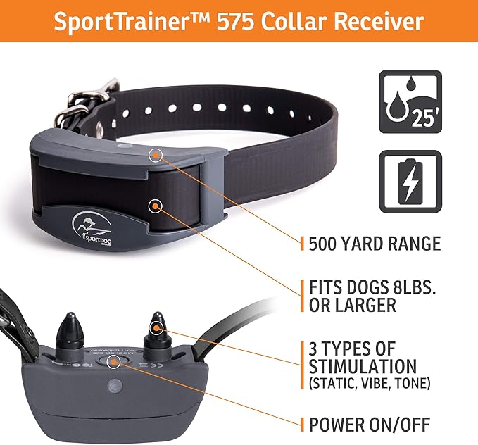 SportDOG Brand SportTrainer 575 Dog Training Collar - 500 Yard Range - Bright, Easy to Read OLED Screen - Waterproof, Rechargeable Remote Trainer with Tone, Vibration, and Static, Black