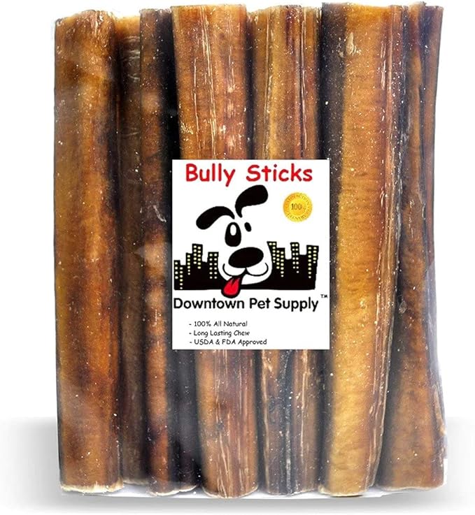 Downtown Pet Supply Bully Sticks for Dogs (6", 5-pack, Jumbo) Non-GMO, Grain Free, Rawhide Free Dog Chews Long Lasting Pizzle Sticks - Low Odor Bully Sticks for Large Dogs