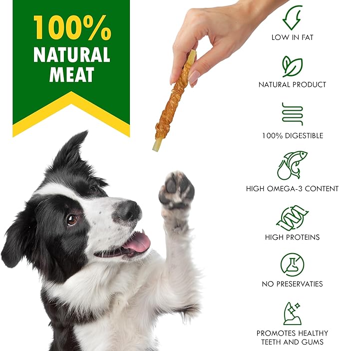 Beloved Pets Cod Sticks Dog Treats Chicken Wrapped - All Natural Rawhide - Free & Grain Free Long Lasting Chews for Large & Small Dogs - Dried Pet Snacks - Support Healthy Teeth & Skin Coat
