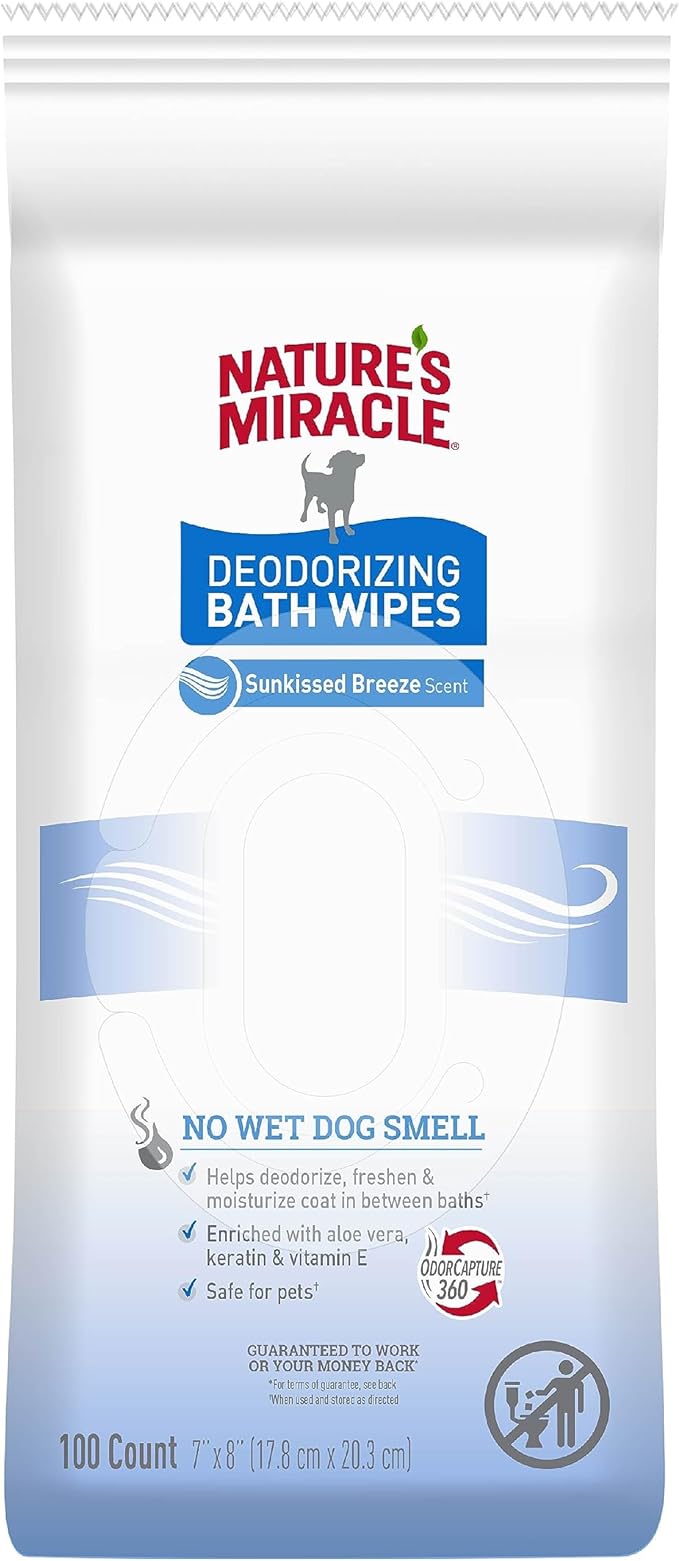 Nature's Miracle Deodorizing Bath Wipes Sunkissed Breeze Scent, 100 ct
