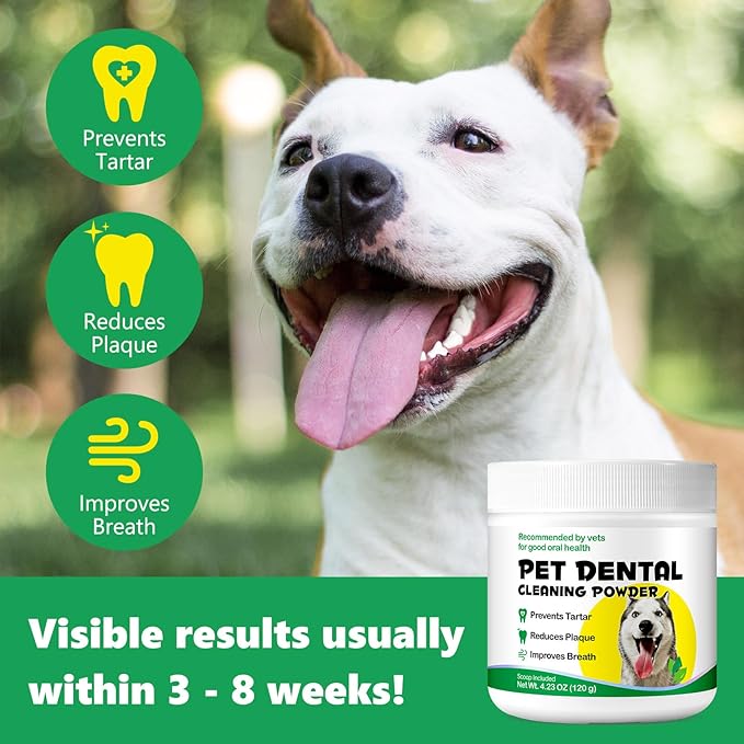 Teeth Cleaning Powder for Dogs, Pets Dental Formula Dog Dental Powder, Dog Tartar Remover for Teeth with Probiotics, Dog Tooth Powder That Can Remove Plaque & Bad Breath (4.2 oz)