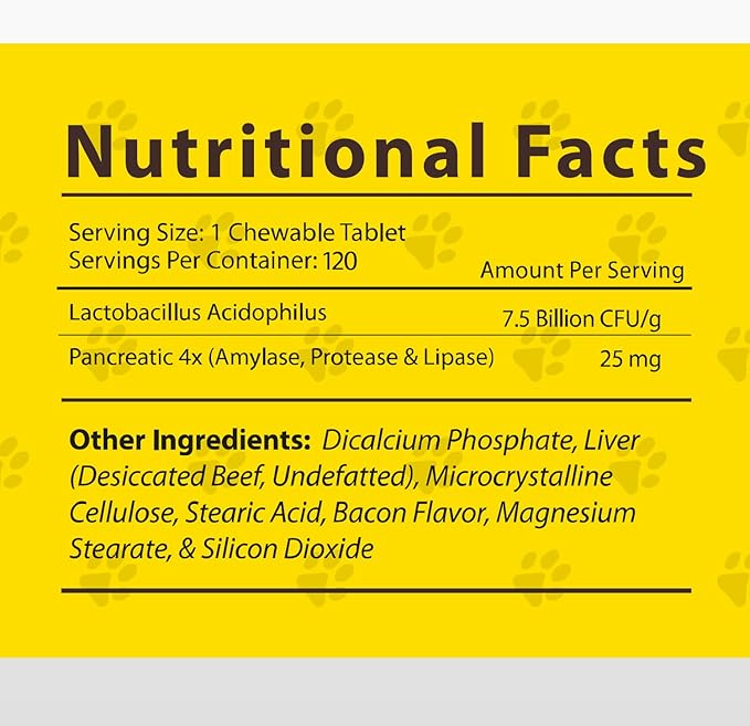 Jack & Milo Probiotics for Dogs, Digestive Enzymes, Allergy & Immune Support Probiotic-Dog Probiotics, Veterinary Grade, 7.5 Billion CFU's +Pancreatic 4X, Unique Blend- USA Made, 120 Tablets