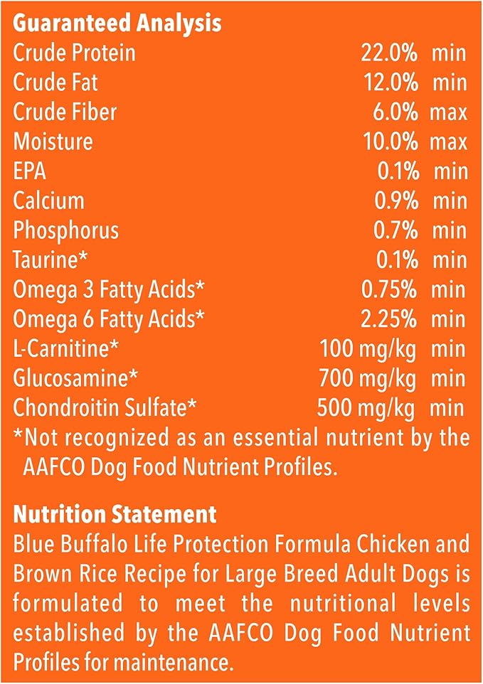 Blue Buffalo Life Protection Formula Natural Adult Large Breed Dry Dog Food, Chicken and Brown Rice 30 lb
