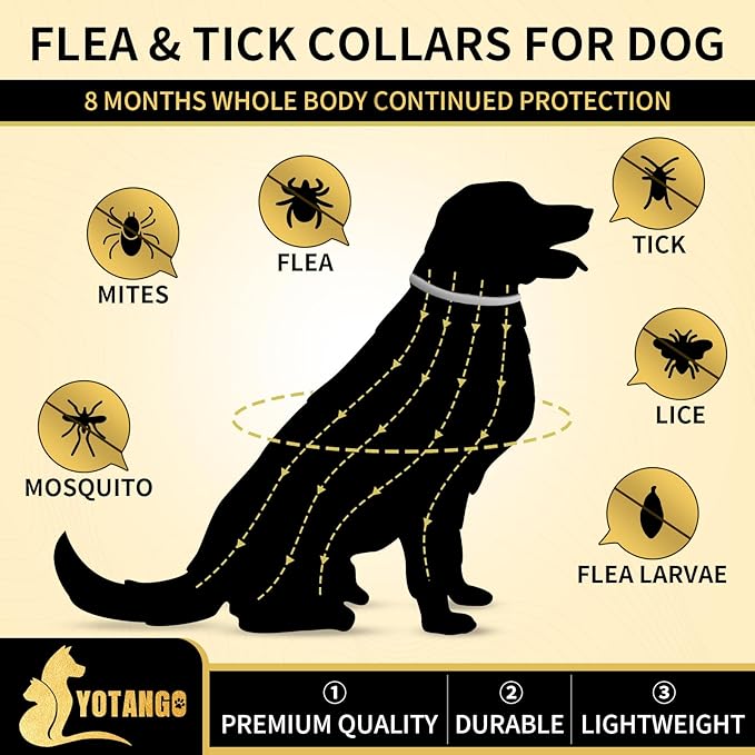 4 Pack Flea Collar for Dogs, 32 Months Flea and Tick Prevention for Dogs, Waterproof Dog Flea Collar, Dog Flea and Tick Treatment, Adjustable Flea and Tick Collar for Dogs Puppy-Black&Gray