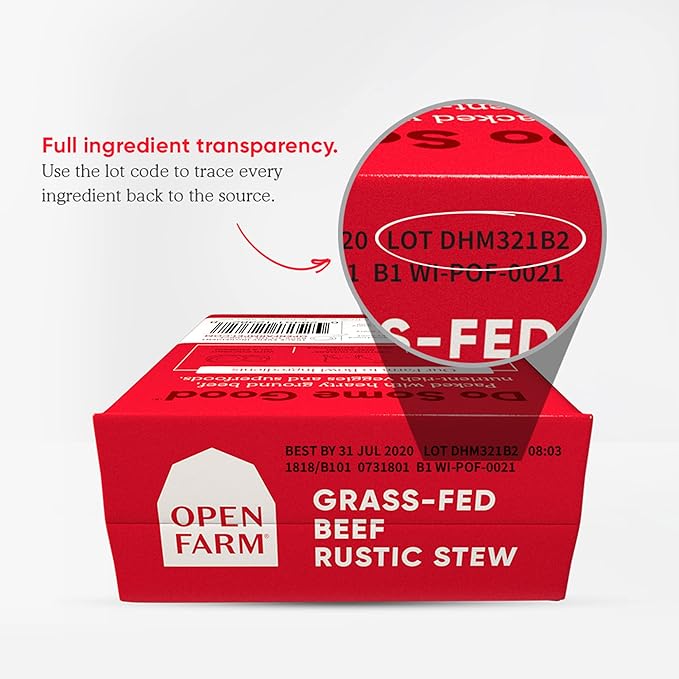 Open Farm Grass-Fed Beef Rustic Stew Wet Dog Food, Grain-Free Meal or Food Topper with Responsibly Sourced Meat and Superfoods without Artificial Ingredients, Pack of 12, 12.5 Oz each