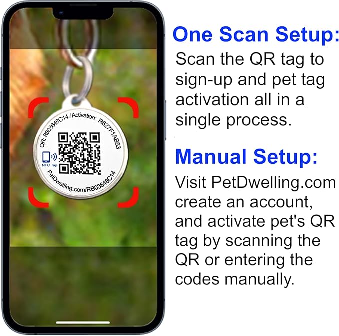 Smart NFC - QR Code Pet ID Tags - Dog Tags and Cat Tags: Instant Online Profile Access and Scan Location Email Alerts