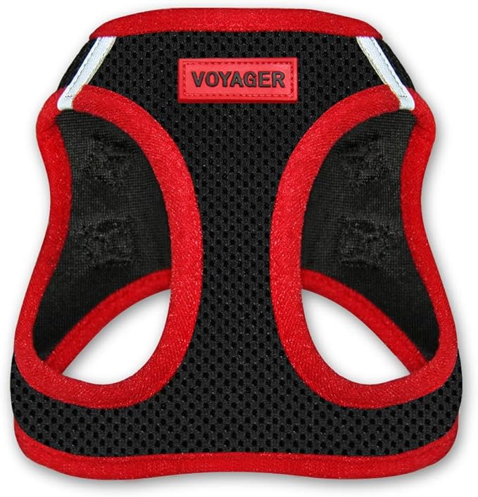 Voyager Step-In Air Dog Harness - All Weather Mesh Step in Vest Harness for Small and Medium Dogs by Best Pet Supplies - Red Trim, Small