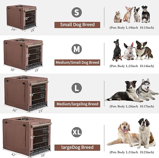 DONORO Dog Crates Kit for Small Size Dogs Indoor with Dog Crate Cover, Double Door Dog Kennels & Houses for Puppy and Cats, Collapsible Metal Contour Dog Cages (42-Inch Kit)
