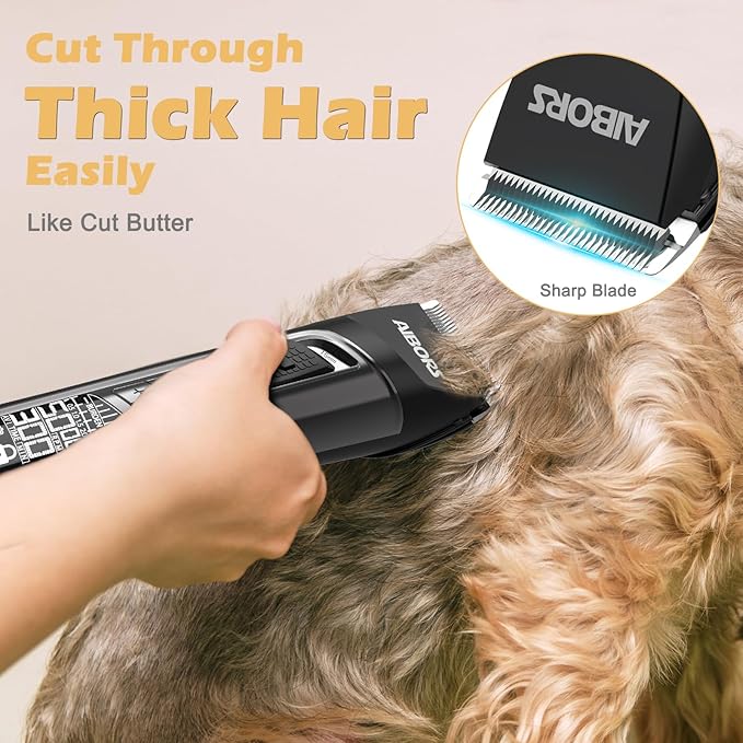 Dog Clippers for Grooming, 5-Speed Quiet High Power Dog Grooming Kit, Low Noise Rechargeable Cordless Electric Pet Hair Clipper Trimmer Shaver for Small Large Dogs Cats