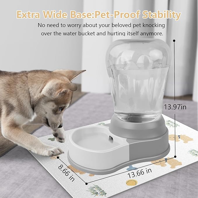 Automatic Dog Water Bowl Dispenser - Staltwo Premium Pet Water Dispenser,Large Capacity Water Feeder for Cats and Dogs, BPA-Free,6-Liter Grey