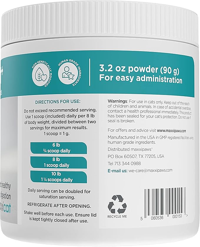 maxxidigest+ Probiotics, Prebiotics and Digestive Enzymes - Digestive and Immune Support Supplement for Cats – 3.2 oz