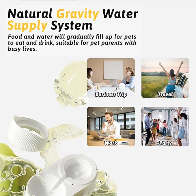BNOSDM 2 Pcs Gravity Dog Feeder and Water Dispenser Automatic Dog Cat Food and Water Dispenser Set Large Capacity Pet Self Feeder Station for Indoor Small and Medium Sized Dog, Cats (2 L, White)
