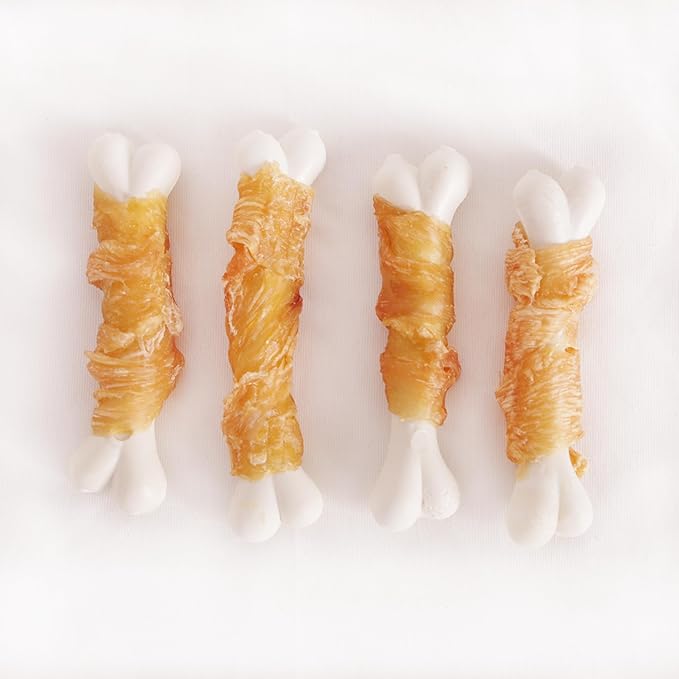 Dog Treats, Chicken Wrapped Calcium Dog Bones, Rawhide Free Dog Treats, 2.8 inch, 12oz