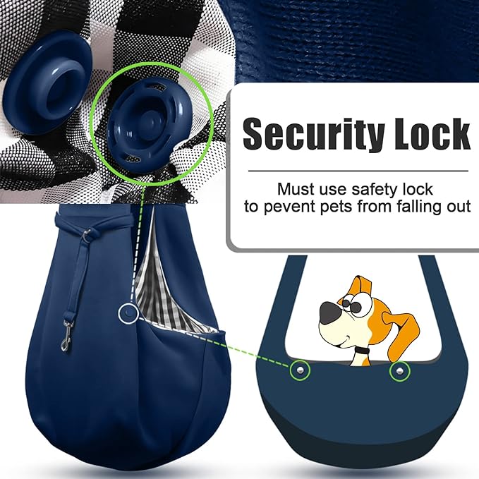Tomkas Dog Sling Carrier for Small Dogs Puppy (Dark Blue, Adjustable Strap & Zipper Pocket)