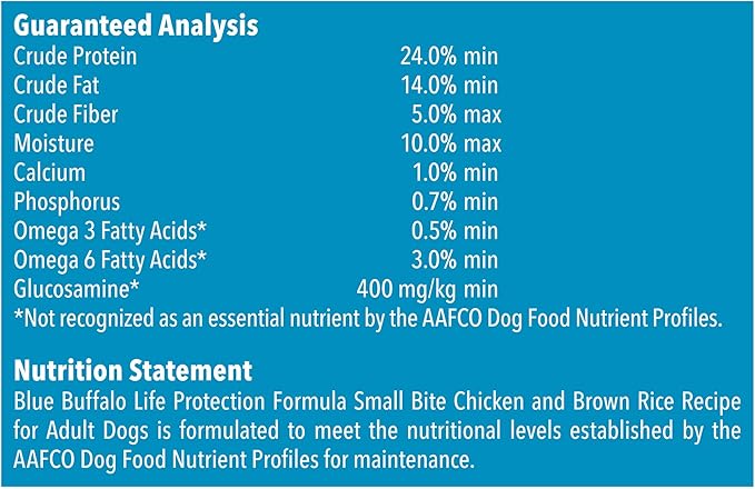Blue Buffalo Life Protection Formula Natural Adult Small Bite Dry Dog Food, Chicken and Brown Rice 34-lb