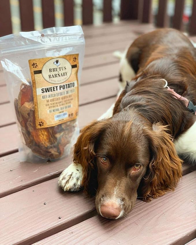 Sweet Potato Slices - Dog Treats - Single Ingredient Grain Free for Dogs, Best High Anti-Oxidant Healthy 100% Natural Thick Cut Dried Sweet Potato Dog Treats With No Added Preservatives (8oz)