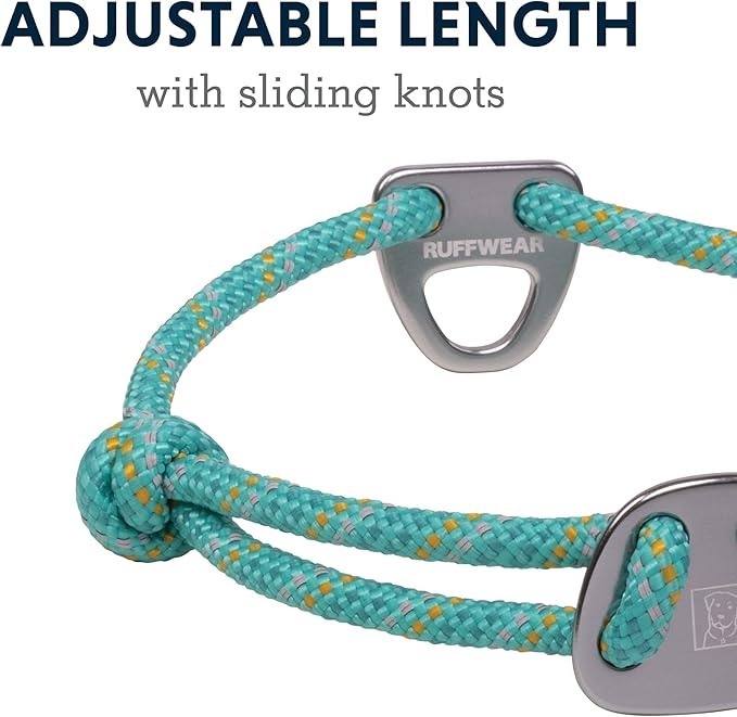 Ruffwear, Knot-a-Collar Dog Collar, Climbing Rope Collar for Everyday Use, Aurora Teal, 14"-20"