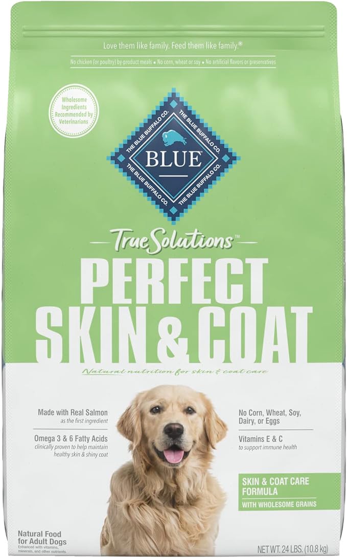 Blue Buffalo True Solutions Perfect Skin & Coat Natural Adult Dry Dog Food, Salmon 24-lb
