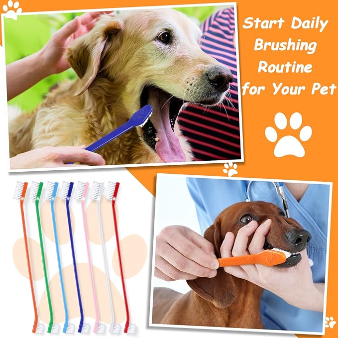 70 Pieces Dog Tooth Brush Pet Toothbrush Soft Grooming Dogs Toothbrush Dog Double Sided Toothbrush Puppy Long Handle Tooth Brush for Large and Small Teeth Cleaning Dental Oral Care (Colorful)