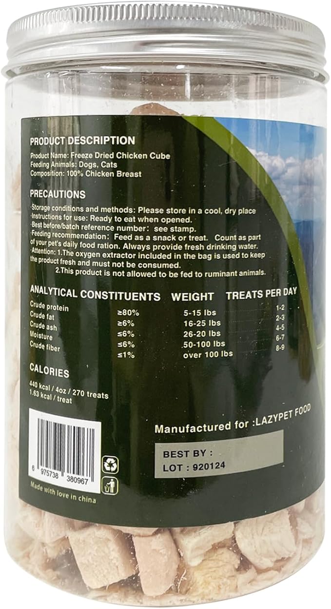 Freeze-Dried Chicken Training Treats for Dogs and Cats | 270 Treats, 4oz Single Ingredient, Raw, Healthy, All Natural, Recyclable Packaging (Chicken)
