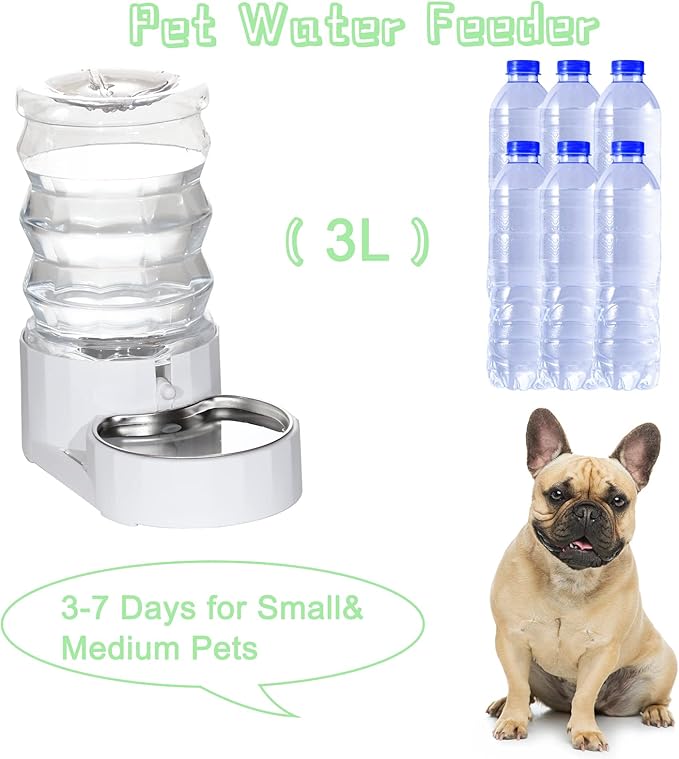 Sfozstra Automatic 3L Pet Water, Cat Feeder, Pet Feeding Bowl, 3L Large Capacity Automatic Water Dispenser, 100% BPA-Free, Gravity Pet Water Dispenser,Cat Water Food