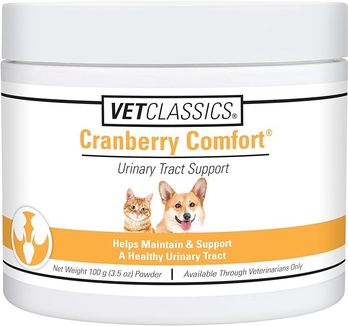 Vet Classics Cranberry Comfort Urinary Tract Pet Supplement for Dogs, Cats – Maintains Dog Bladder Health, Cat Bladder Control – Pet Supplements for Incontinence – 3.5 Powder
