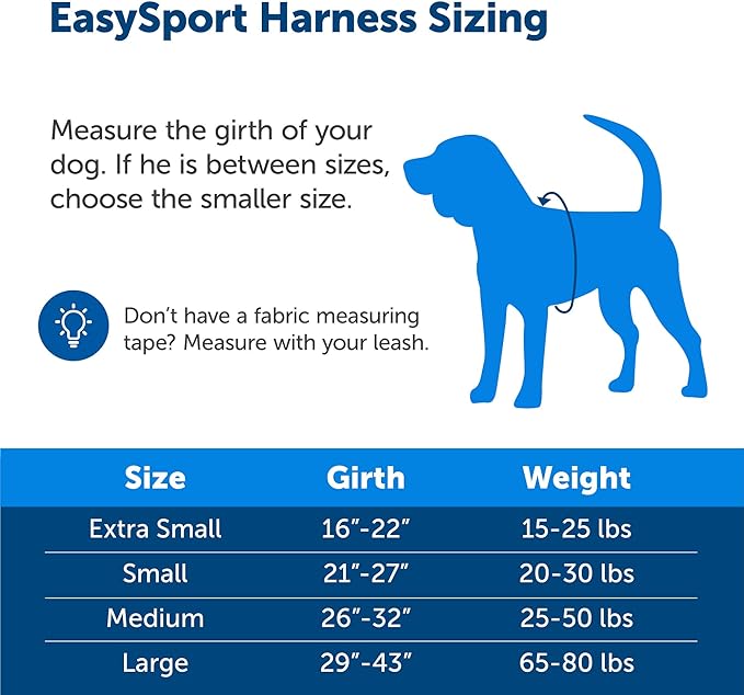 PetSafe EasySport Dog Harness - Padded, Adjustable Dog Harness with Control Handle and Reflective Piping - Great for Active Dogs - from The Makers of The Easy Walk Harness - Medium, Charcoal
