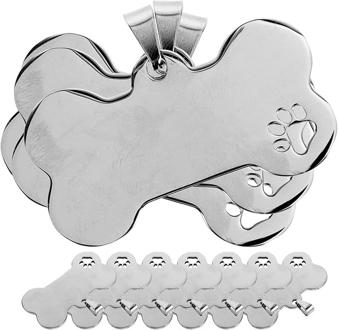 10pcs Dog Tag Blank Labels Dog Name Tag Dog Identification Tags Personalized Tags for Dogs Puppy Tag Dog Collar Charms Dog Id Tag Blank for Engraving Metal Pet Bone