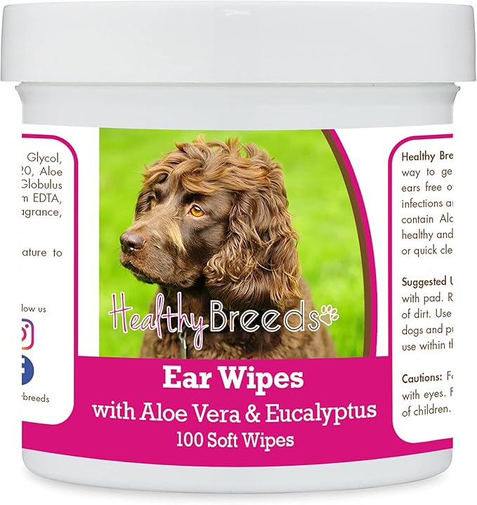 Healthy Breeds Boykin Spaniel Ear Cleaning Wipes with Aloe & Eucalyptus for Dogs 100 Count