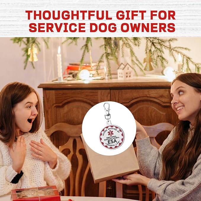 Service Dog Tag Service Dog ID Tag Engraved Stainless Steel Enameled Regular Emotional Support Dog Animal Tags for Large Dogs Cats Collars Vests Harnesses Essential Name Badge
