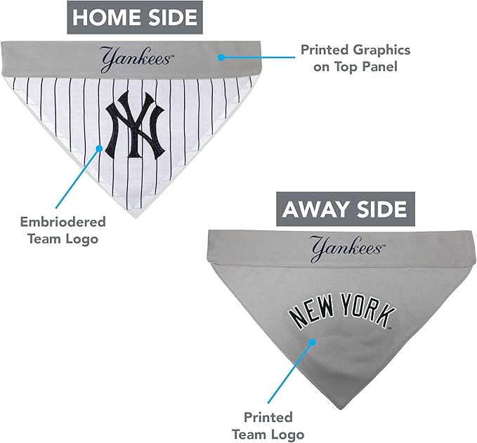 Pets First YAN-3217-S-M MLB New York Yankees Reversible Pet Bandana, Small/Medium, MLB Team Color
