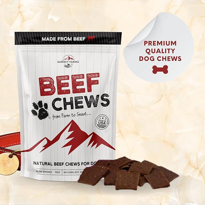 Beef Jerky Square Dog Treats 15 Oz Pack All-American Slow Roasted Beef Training Treats for Dogs - Healthy & Delicious Beef Jerky Dog Treats - A Must-Have Reward Snack for Dogs