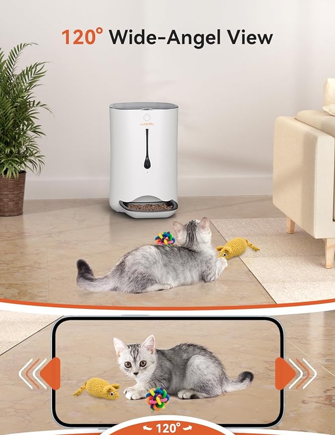 WOPET 7L Automatic Dog Feeder with Camera, 5G WiFi Automatic Cat Food Dispenser, Automatic Cat Feeder with Timer Programmable, HD Camera for Voice and Video Recording