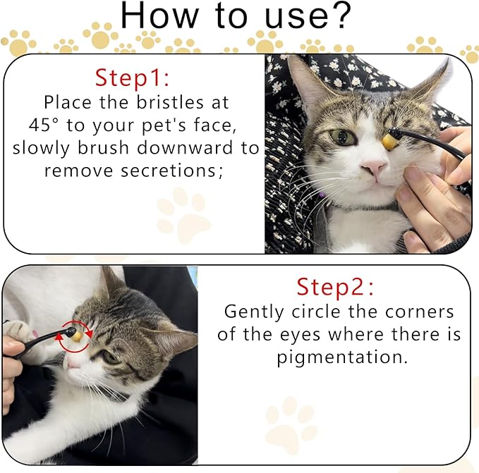 Cat& Dog Toothbrush, 3Pcs Durable Small Dog Tear Stain Remover Brush with Soft-Bristled, Easy Comfort Pet Teeth Cleaning, Dog Dental Care for Puppies/Cats/Small Pets (A,3pcs)