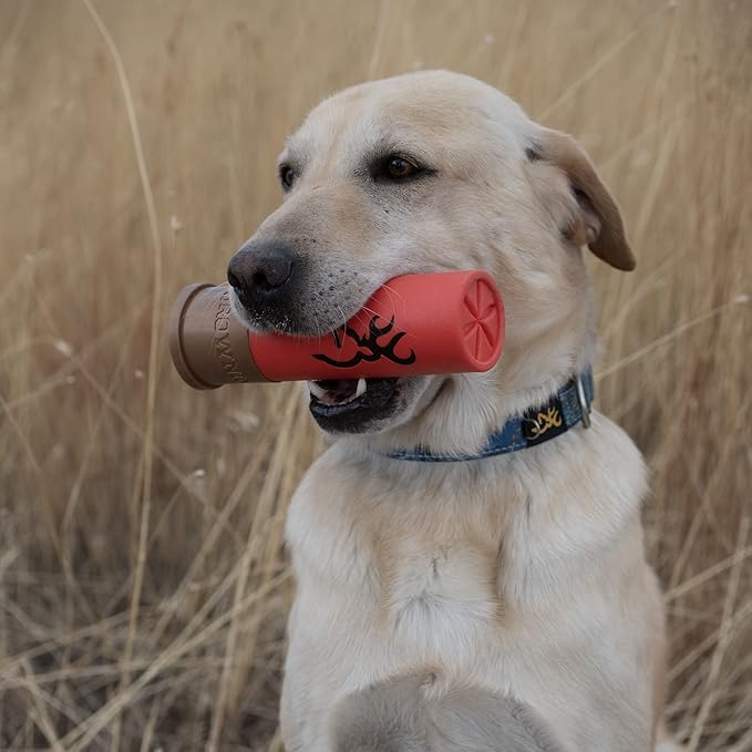 Browning Pet Toys, Durable Dog Toys for Tug and Fetch, Shot Shell Red Squeaker Toy