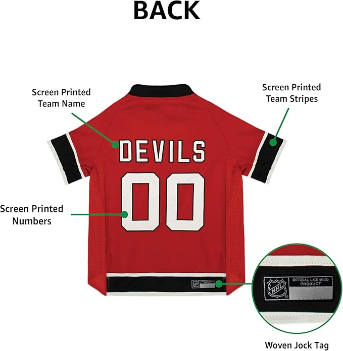 Pets First NHL New Jersey Devils Jersey for Dogs & Cats, X-Small. - Let Your Pet Be A Real NHL Fan!