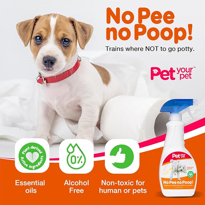 No Pee No Poop Dog Potty Training Spray, 16 Fl Oz – Non-Toxic Dog Spray to Prevent Peeing and Pooping – Natural No Marking Scent Spray - Stops Dogs Peeing Indoors/Outdoors