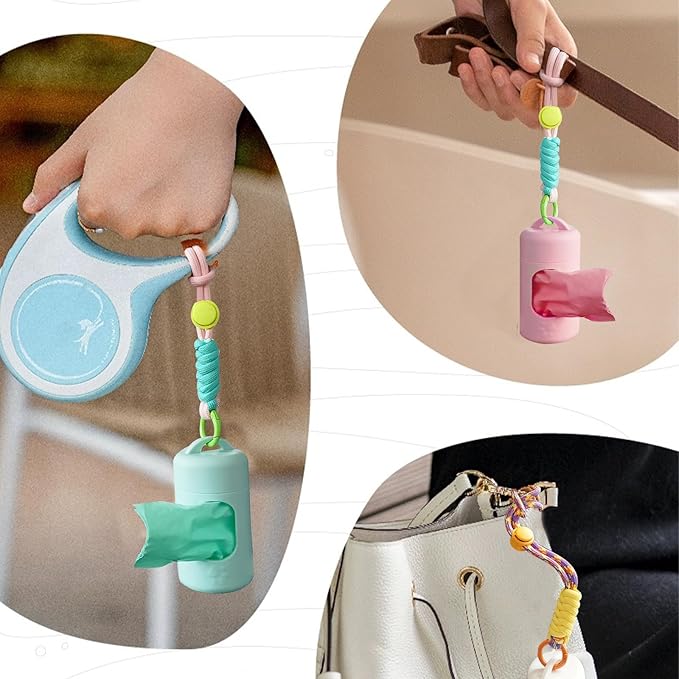 A&H ZIER Poop Bags Holder with Portable Colorful Lanyard, Soft-touch Dog Poop Bags Dispenser Dog Waste Bags, Compatible with any Dog Walking Accessories
