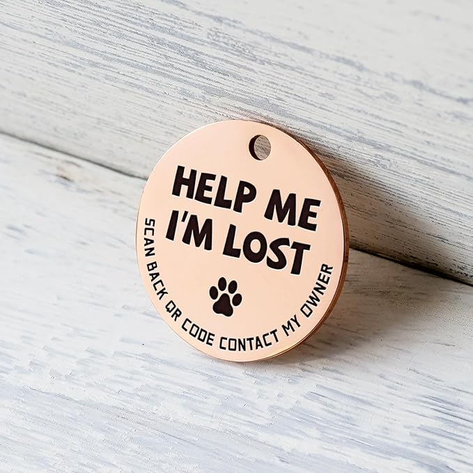 MYLUCKYTAG Stainless Steel QR Code Pet ID Tags Dog Tags - Pet Online Profile - Scan QR Receive Instant Pet Location Alert Email