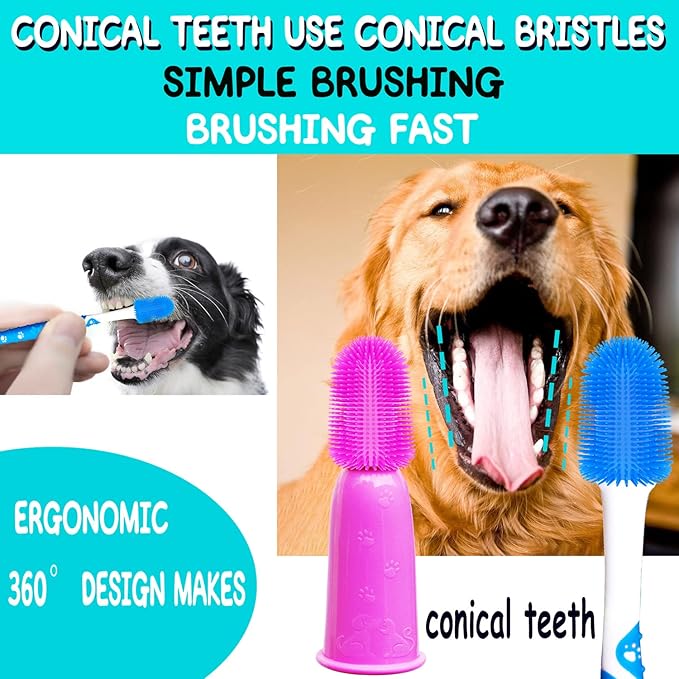 360 ° Dog Toothbrush Pet Toothbrush 360 ° Finger Toothbrush Medium and Large Dogs