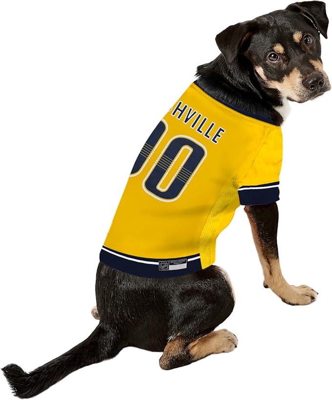 Pets First NHL Nashville Predators Jersey for Dogs & Cats, Large. - Let Your Pet Be A Real NHL Fan!