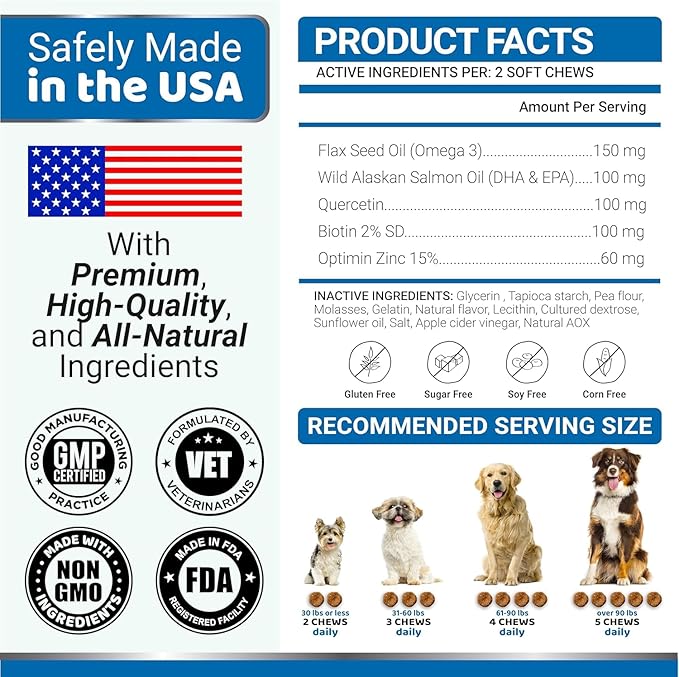 (2-Pack) Omega 3 Fish Oil for Dogs - Skin and Coat Supplement - Omega 3 for Dogs - Dry & Itchy Skin Relief Treatment - Allergy Support - Dog Anti Shedding Treats - Shiny Coats - EPA & DHA - Salmon