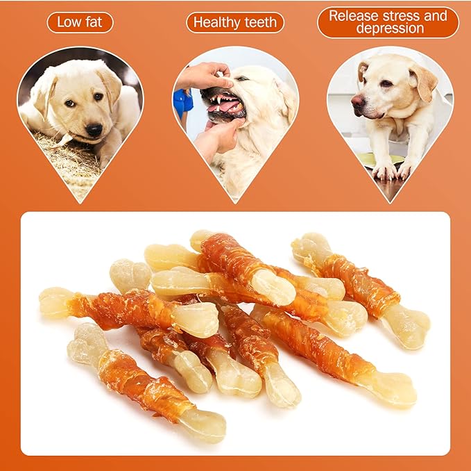 UrbanX HealthyBones Rawhide Free Healthy Foods for Australian Shepherd Pit Bull Mix and Other Large Mixed Breed Dogs, Chicken Wrapped Sticks Dog Foods, Soft Chewy Foods for Training Rewards, 7 Count
