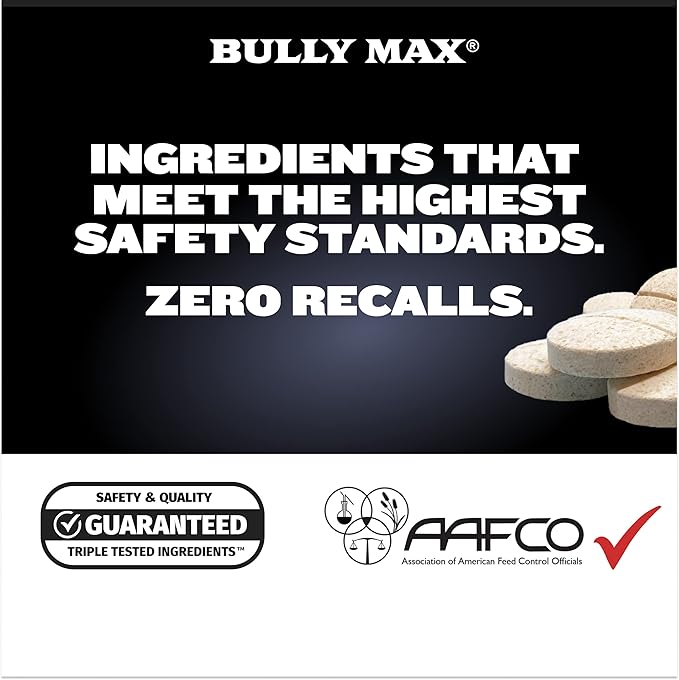 Bully Max 2-in-1 Muscle Builder Power Tabs for Puppies & Adult Dogs - Puppy & Dog Vitamins for Muscle Gain & Growth - Multivitamin Supplements for All Breeds & Ages - 30 Chewable Tablets